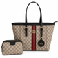 Gucci Signature GG Stripe Tote Bag with Pouch