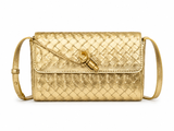 Bottega Veneta Metallic Gold Woven Crossbody Bag