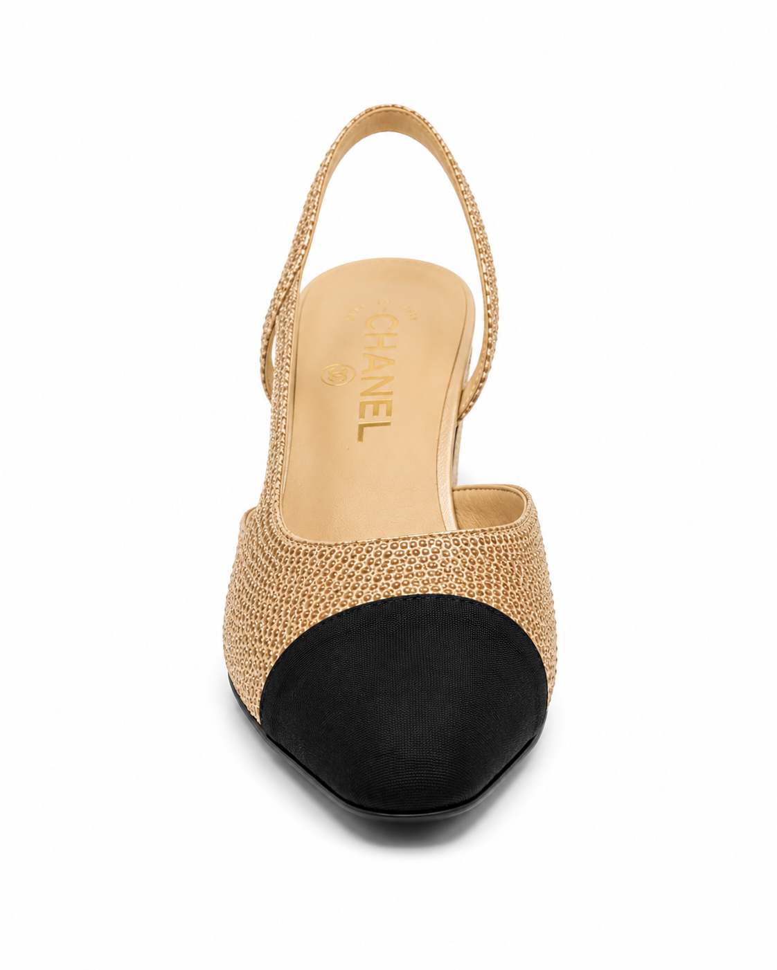 Channel Luxe Two-Tone Crystal Slingback Heels