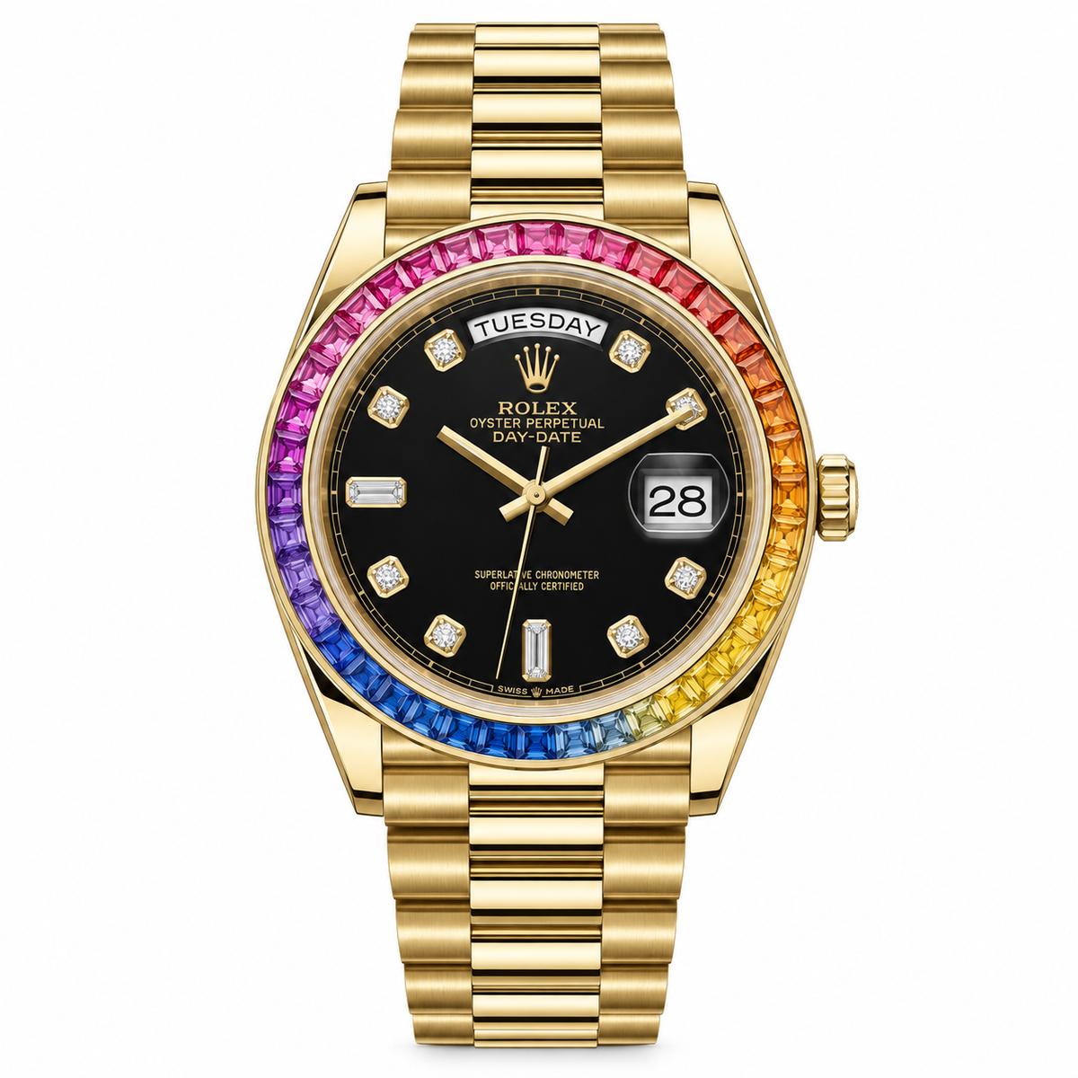 Rolex Datejust Silver Rainbow Diamond Watch