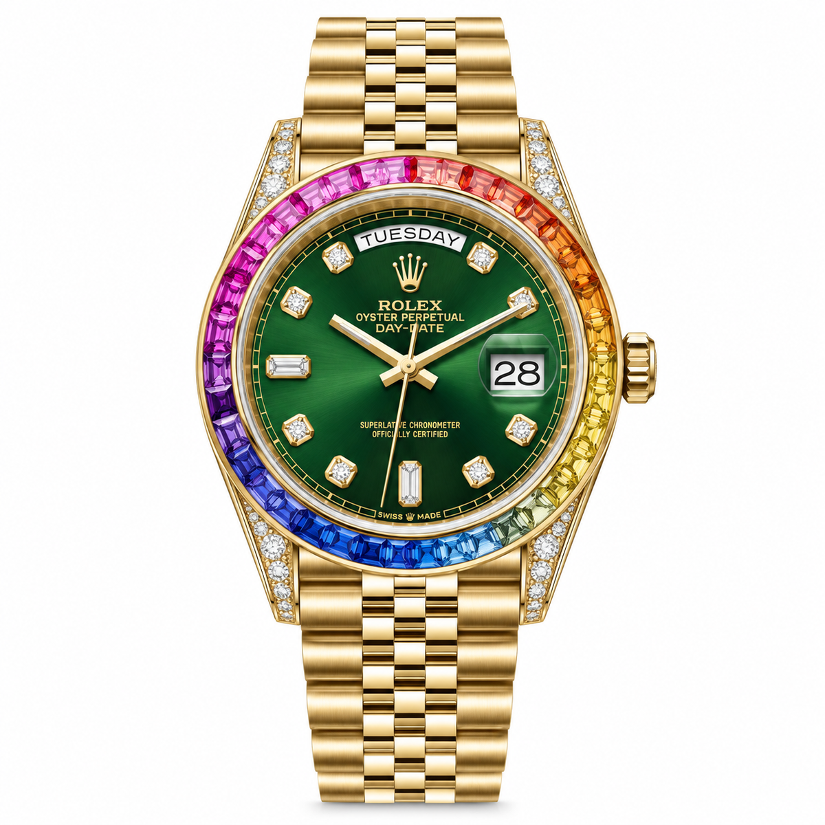 Rolex Datejust Silver Rainbow Diamond Watch