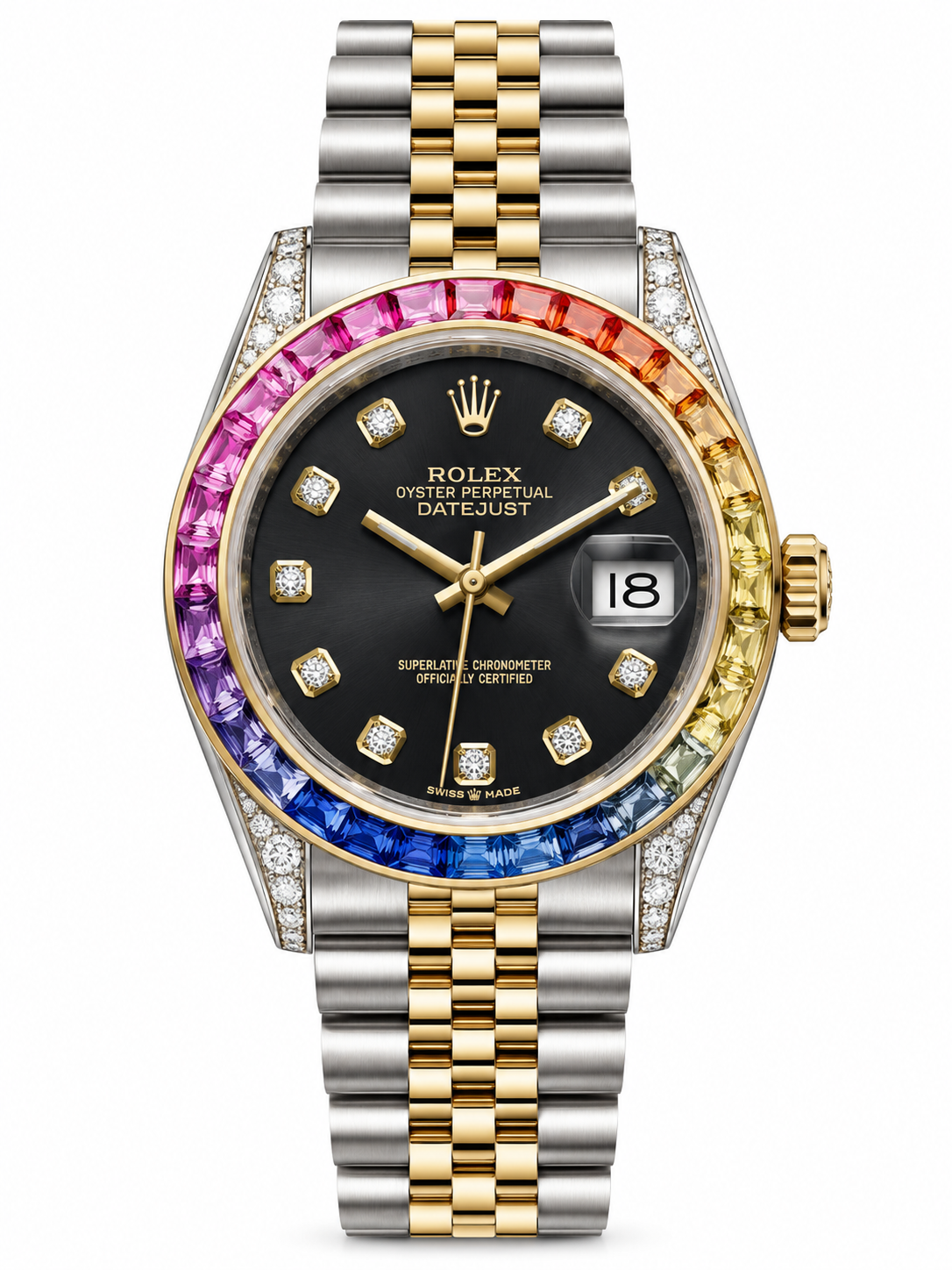 Rolex Datejust Silver Rainbow Diamond Watch