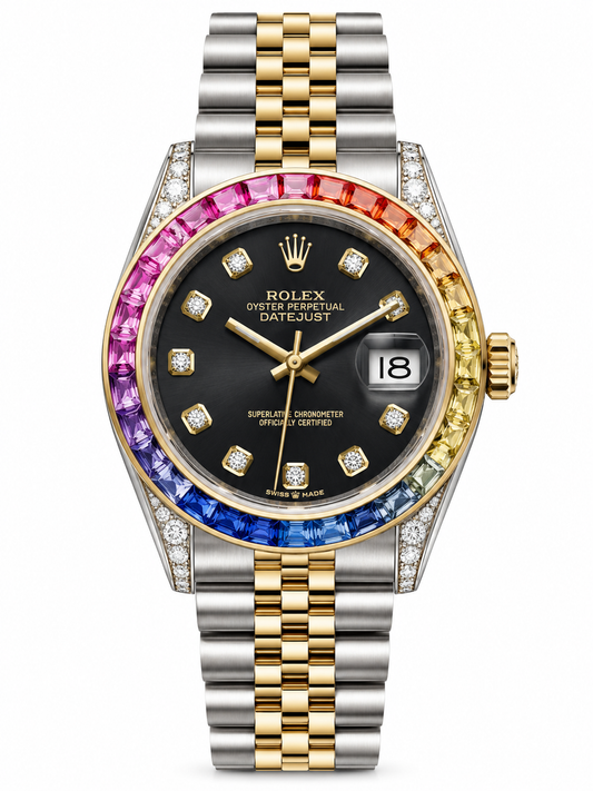 Rolex Datejust Silver Rainbow Diamond Watch