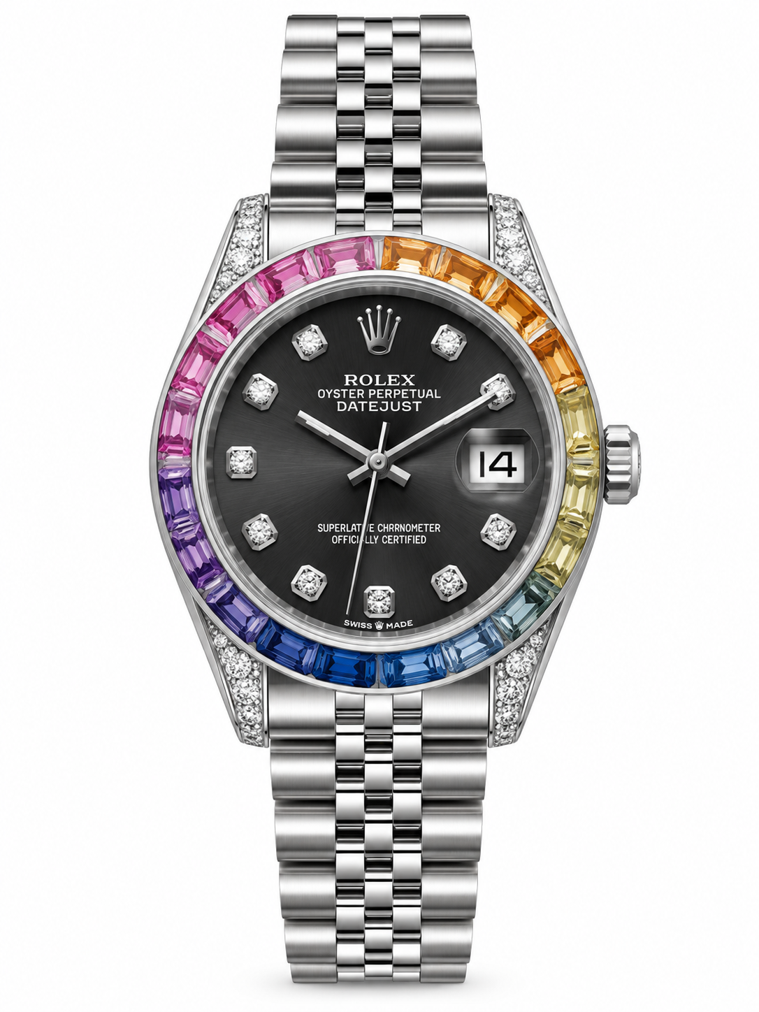Rolex Datejust Silver Rainbow Diamond Watch