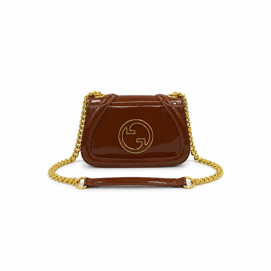 GUCCI Luxe Gold Chain Patent Shoulder Bag