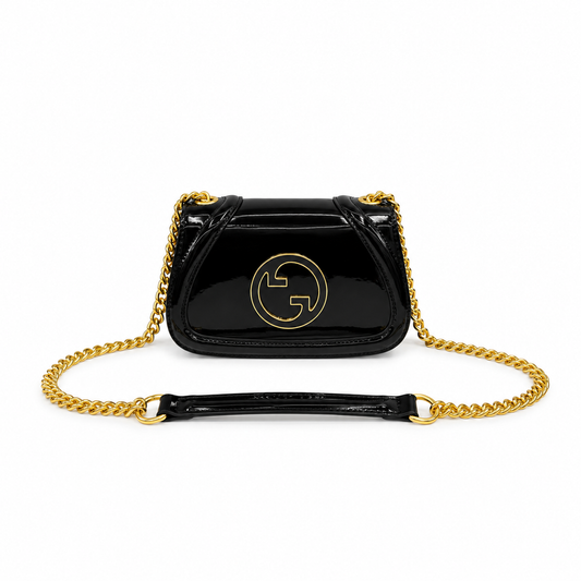 GUCCI Luxe Gold Chain Patent Shoulder Bag