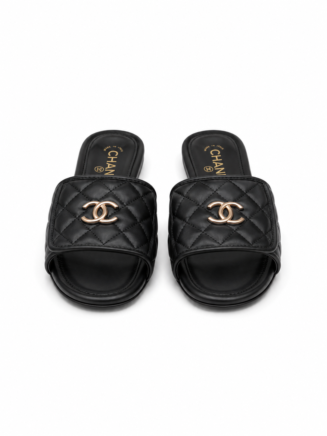 Chanel Quilted CC Slide Sandals