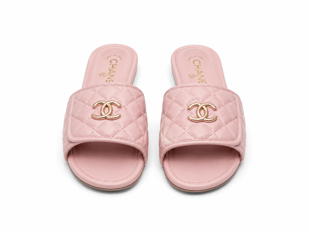Chanel Quilted CC Slide Sandals