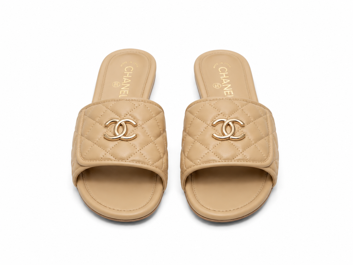 Chanel Quilted CC Slide Sandals