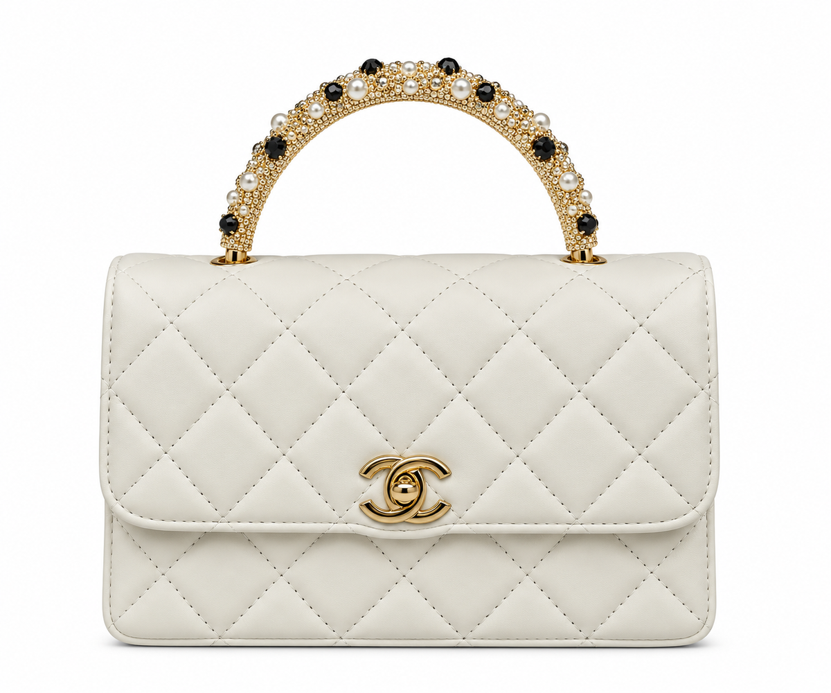 Chanel-Inspired  Quilted Pearl Handle Bag
